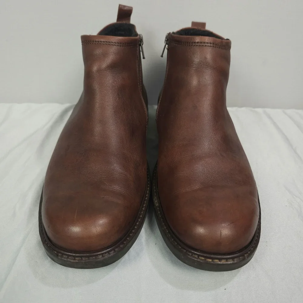 Ecco Holton Chelsea Boots Men 43 US 9 - 9.5 Brown Leather Mid Side Zip GTX